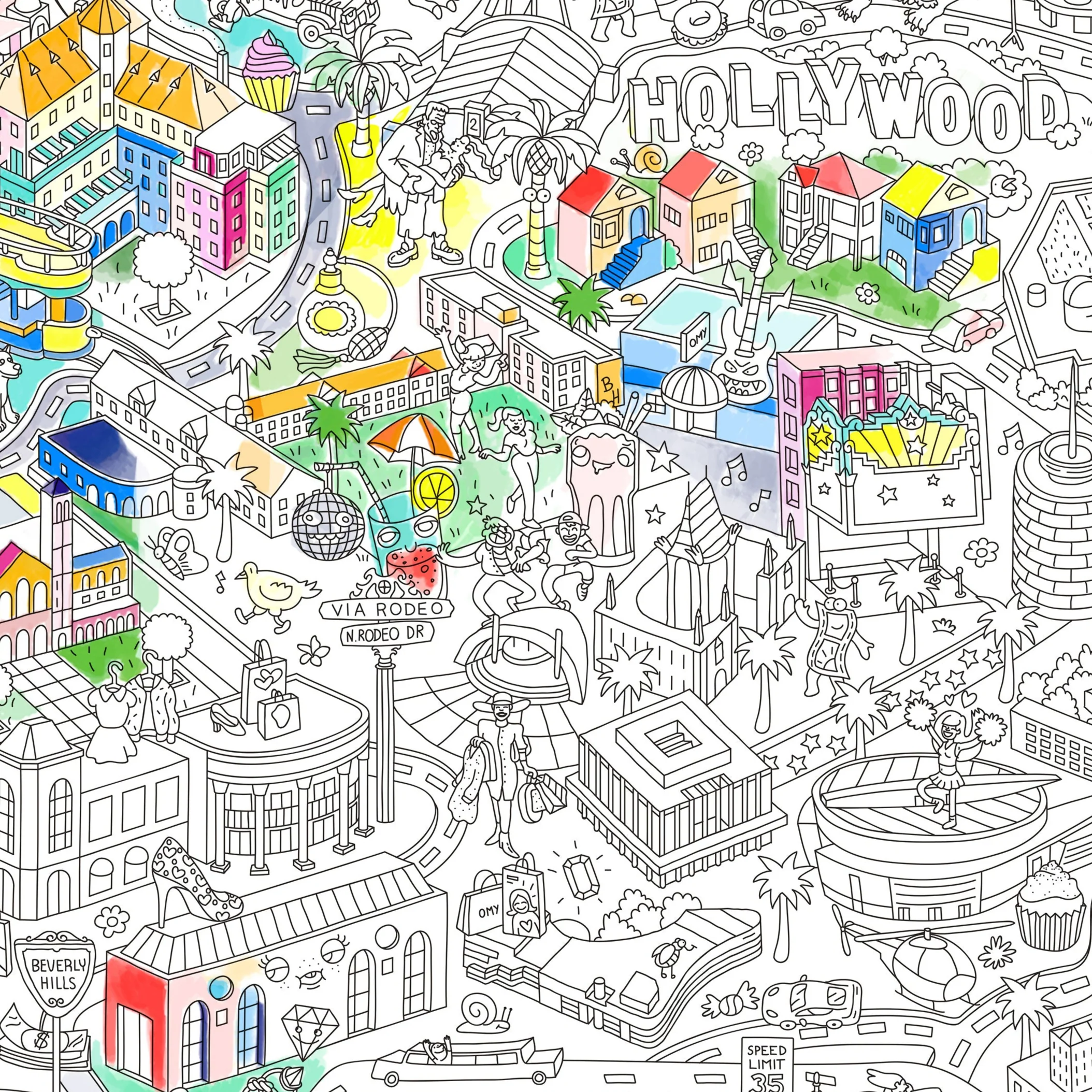 Los Angeles - Poster géant à colorier - Image 5