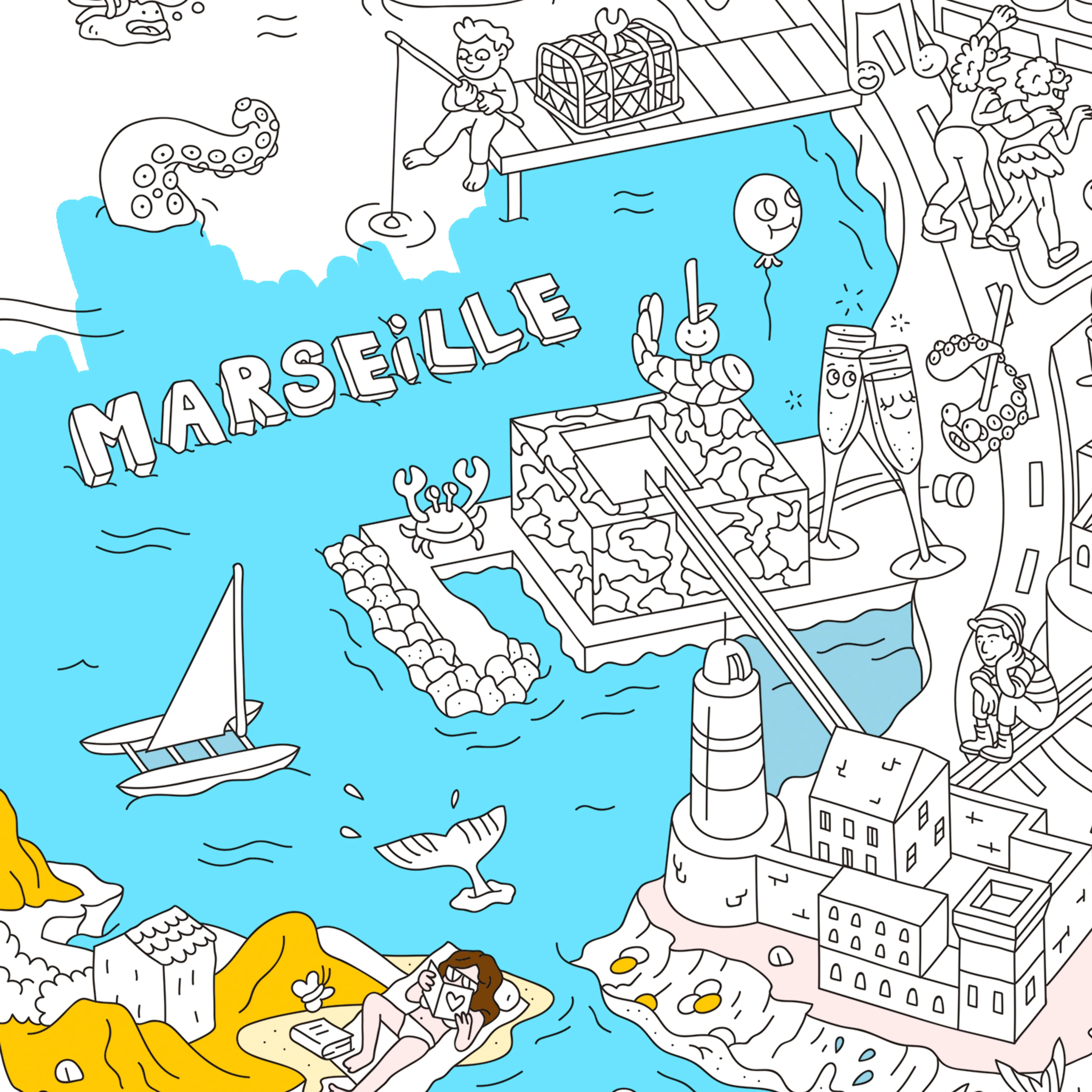 Marseille - Poster géant à colorier - Image 3